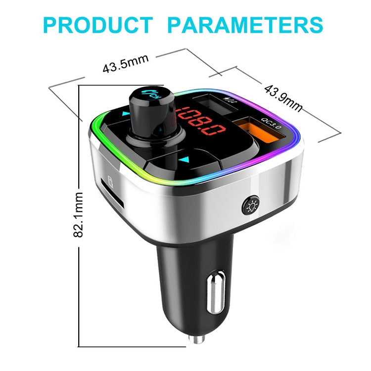 HaiKe HK401 silvery Dual USB Car Charger Bluetooth Receiver FM