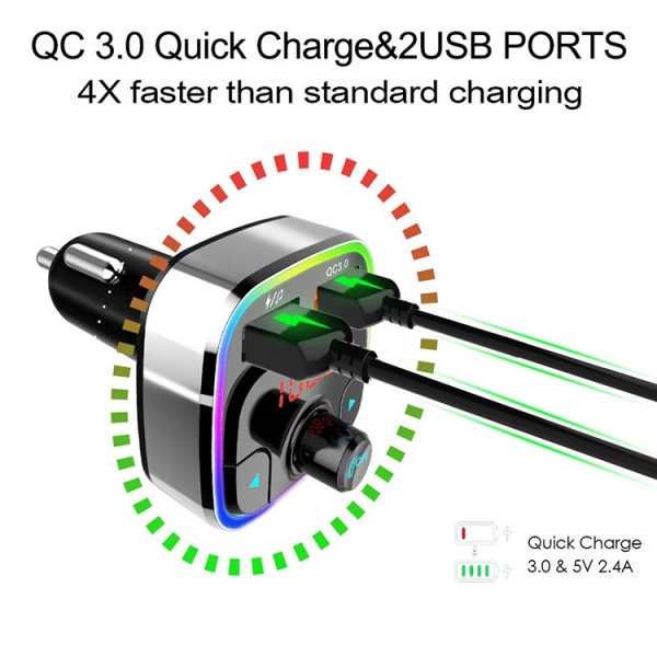 HaiKe HK401 silvery Dual USB Car Charger Bluetooth Receiver FM